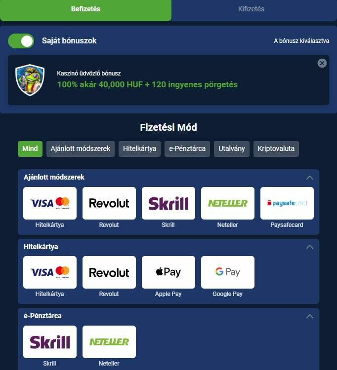 felt&ouml;lt&eacute;si &eacute;s fizet&eacute;si m&oacute;dok